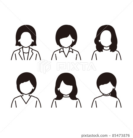 女人圖標設置單色插圖 85473876