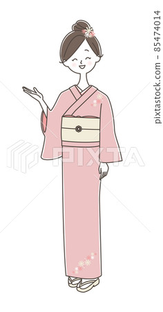A woman wearing a kimono that guides you with a smile 85474014
