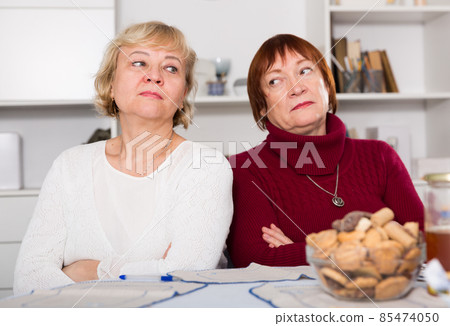 Two offended senior women after quarrel Two offended senior women after quarrel 85474050