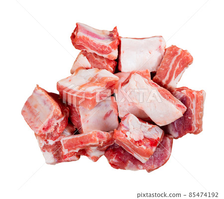 Pieces of fresh uncooked pork ribs Pieces of fresh uncooked pork ribs 85474192