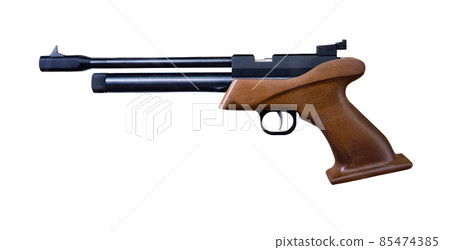 Modern small bore pistol on white background 85474385