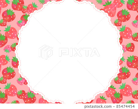 Strawberry pattern with watercolor touch Frame / background material (horizontal) Strawberry pattern with watercolor touch Frame / background material (horizontal) 85474454