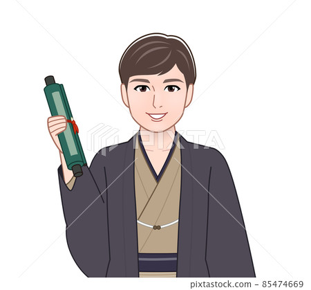 A man wearing a bitter-colored haori hakama A man wearing a bitter-colored haori hakama 85474669
