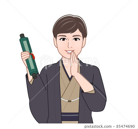 A man wearing a bitter-colored haori hakama 85474690