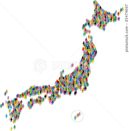 Map of Japan with colorful people Map of Japan with colorful people 85474697