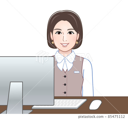 一個女人在辦公室的插圖 一個女人在辦公室的插圖 85475112