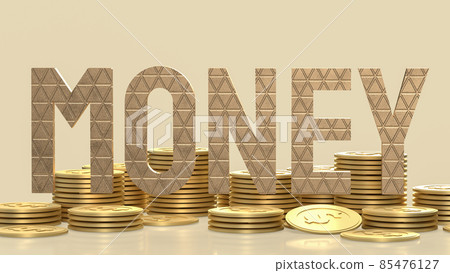 The gold money text and coins for business concept  3d rendering. 85476127