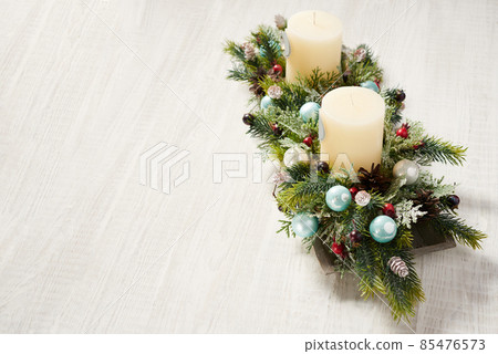 Holidays composition on wooden background 85476573