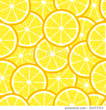 Lemon slice fruit citrus seamless bright pattern 85477353