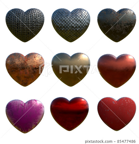 various texture of heart isolated on white background 3d render various texture of heart isolated on white background 3d render 85477486