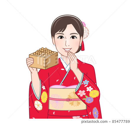 紅色和服的女性 紅色和服的女性 85477789