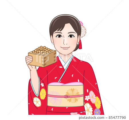 紅色和服的女性 85477790