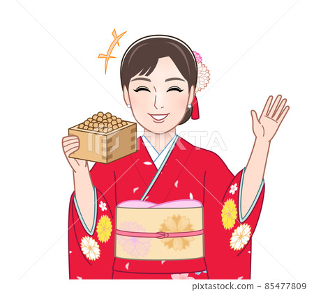 Female in red kimono Female in red kimono 85477809
