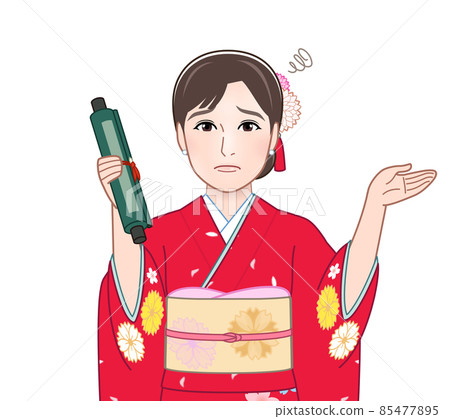 Young woman in red kimono 85477895
