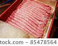 Sliced Japanese beef for sukiyaki 85478564