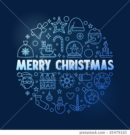 Merry Christmas vector greeting card with round line design 85479183
