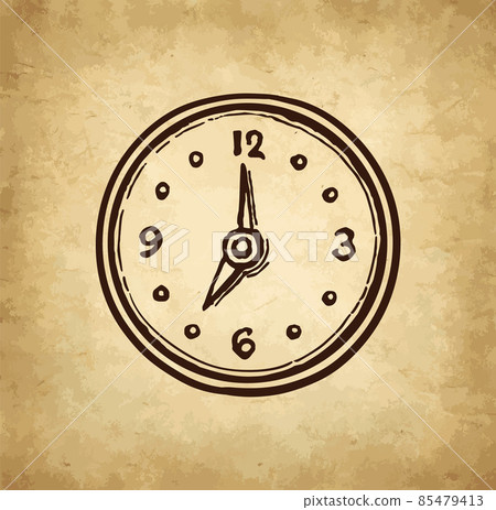 Ink sketch of clock dial face. Ink sketch of clock dial face. 85479413