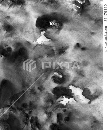 White gray background with soft watercolor texture. Hand-painted abstract monochrome. Design for fabric, textiles, wallpaper, baby room, packaging, paper. 85479530