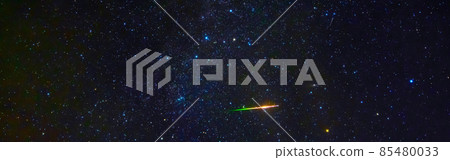 Panorama of starry sky at night on dark blue background with many stars and galaxies Panorama of starry sky at night on dark blue background with many stars and galaxies 85480033