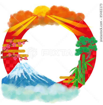 Shochikuume / First sunrise / Mt. Fuji frame, background material 85481173