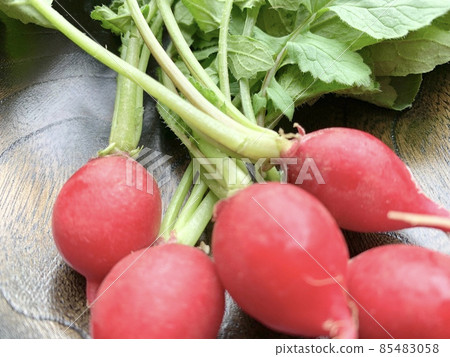 黑色木盤上的蘿蔔照片素材 85483058