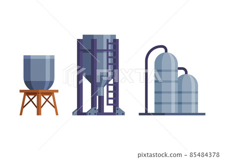 Water Tower with Tank as Construction for Potable Water Storage Vector Set Water Tower with Tank as Construction for Potable Water Storage Vector Set 85484378