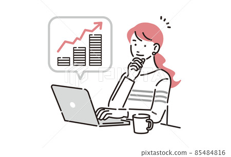 A woman who manages assets on a personal computer 85484816
