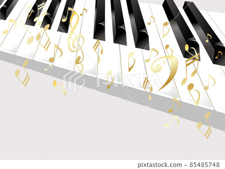 Illustration of piano keyboard and musical notes 85485748
