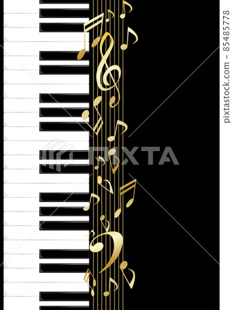 鋼琴鍵盤和音符的插圖 85485778