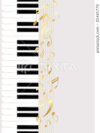 Illustration of piano keyboard and musical notes Illustration of piano keyboard and musical notes 85485779