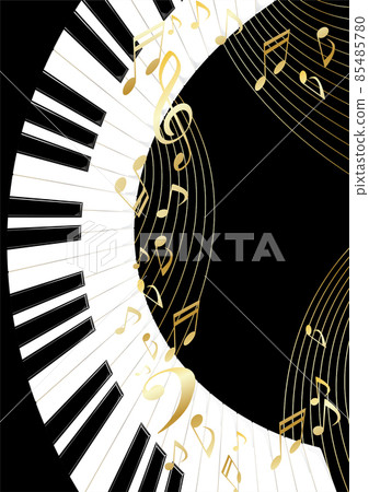 鋼琴鍵盤和音符的插圖 85485780