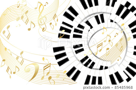 Illustration of piano keyboard and musical notes 85485968