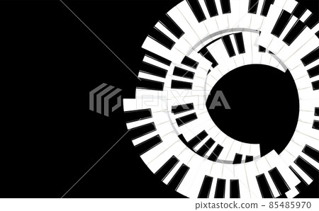 Illustration of piano keyboard and musical notes Illustration of piano keyboard and musical notes 85485970