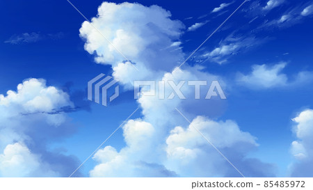 手繪,積雨雲,藍天 手繪,積雨雲,藍天 85485972