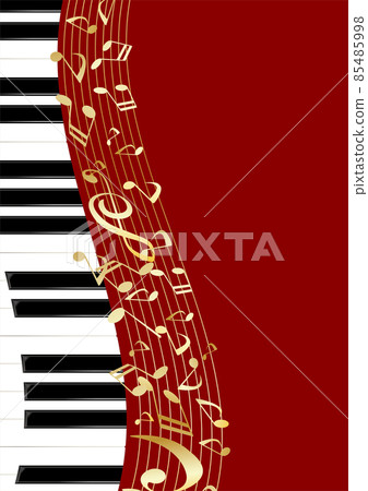 Illustration of piano keyboard and musical notes Illustration of piano keyboard and musical notes 85485998