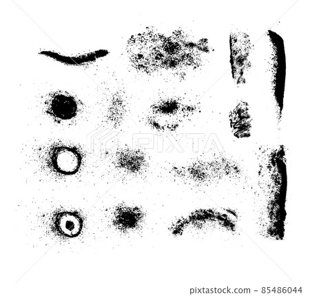 Set of grunge elements from blots. Paint stains black blotch background. Grunge Design Element. Brush Strokes. Frame for text. Vector illustration 85486044