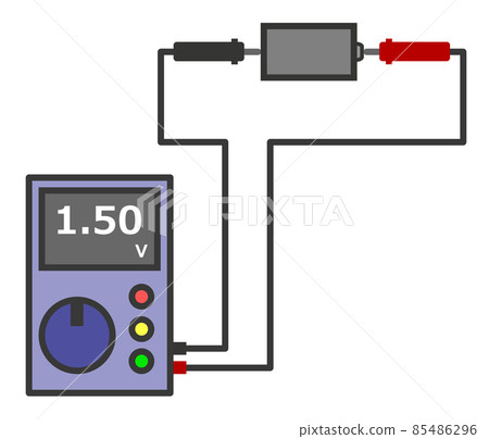 用測試儀測量乾電池電壓的圖示 85486296