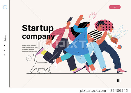 Startup illustration, website landing template. Concept of building new business Startup illustration, website landing template. Concept of building new business 85486345