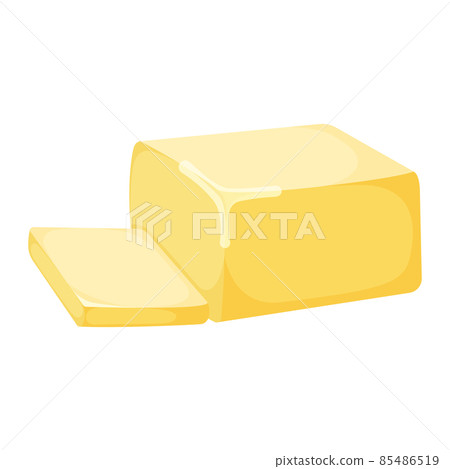 Milk product natural ingredient butter or margarine icon, concept cartoon organic dairy breakfast food vector illustration, isolated on white. 85486519