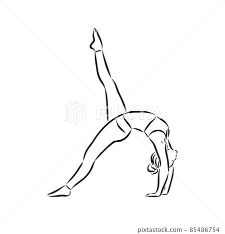 Single Line Yoga Pose Sketch Minimalist Line Art Metal Print, Yoga Poses  Drawing