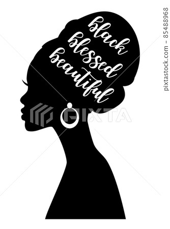 Black woman silhouette with handwritten quote, vector illustration 85488968