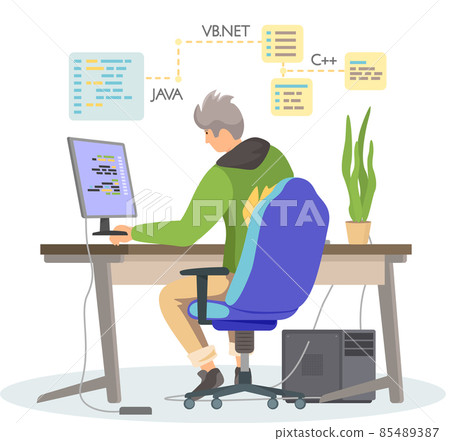 Programmer engineering and coding. Programmer... - Stock Illustration ...