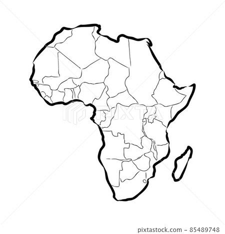 Africa map outline graphic freehand drawing on white background. Vector illustration. 85489748