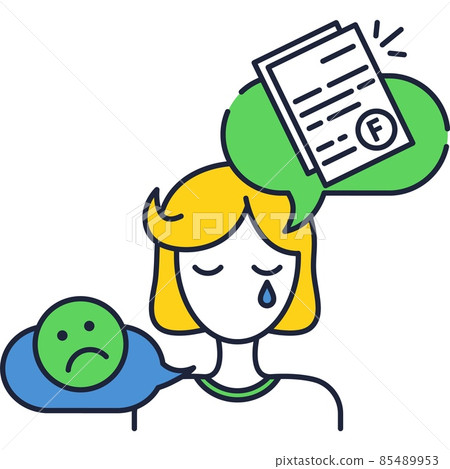 Bad test school exam mark icon vector on white 85489953