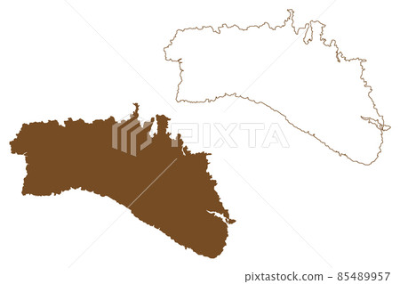 Menorca island (Balearic Islands archipelago, Mediterranean Sea, Kingdom of Spain) map vector illustration, scribble sketch Minorca map Menorca island (Balearic Islands archipelago, Mediterranean Sea, Kingdom of Spain) map vector illustration, scribble sketch Minorca map 85489957