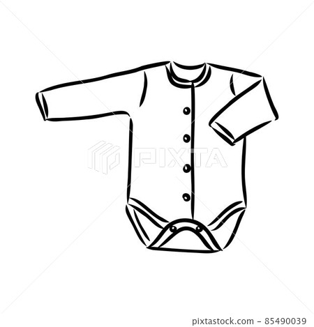 Jumpsuit. Baby bodysuit sketch. Baby bodysuit design. Bodysuit vector. Baby clothing template. You can use it as a mockup in your designs. 85490039