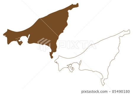 Wolin island (Baltic Sea, Republic of Poland) map vector illustration, scribble sketch Wolin map Wolin island (Baltic Sea, Republic of Poland) map vector illustration, scribble sketch Wolin map 85490180