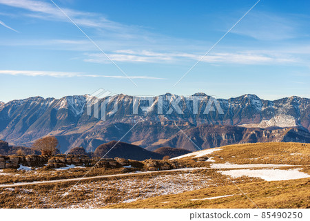 Mountain Range of the Monte Baldo in Winter - Italian Alps Mountain Range of the Monte Baldo in Winter - Italian Alps 85490250