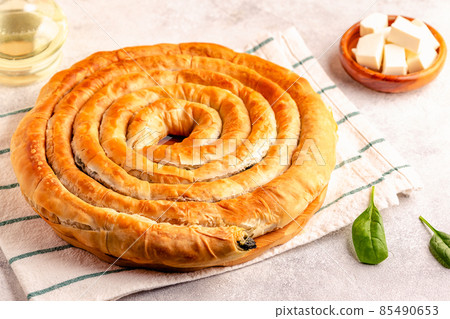 Spanakopita, greek phyllo pastry pie 85490653