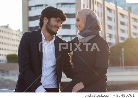 Tender Arabic couple spending time together Tender Arabic couple spending time together 85490761